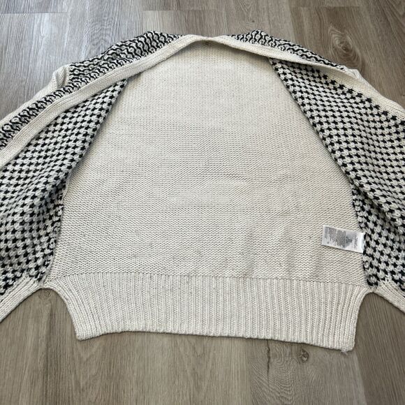 GAP Open Cardigan Sweater Womens XS / Small Oversize White Black Soft Wool Blend - Picture 6 of 10